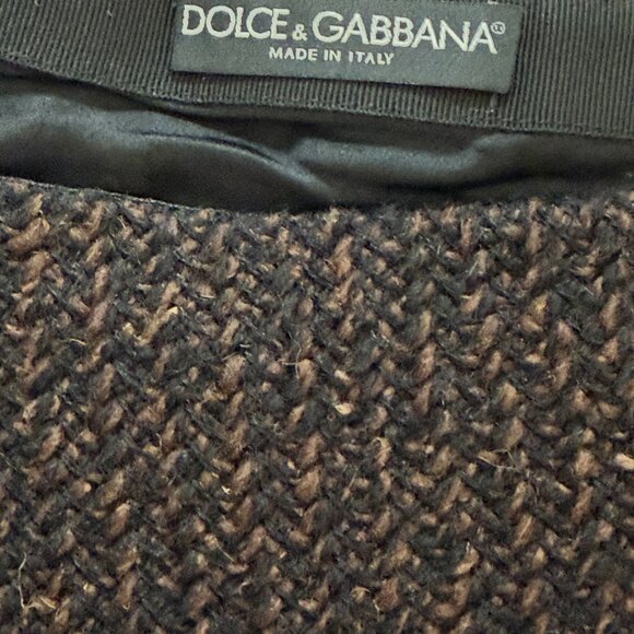 Dolce & Gabbana Black Brown Knitted Wool Skirt with Fringe - Picture 3 of 4
